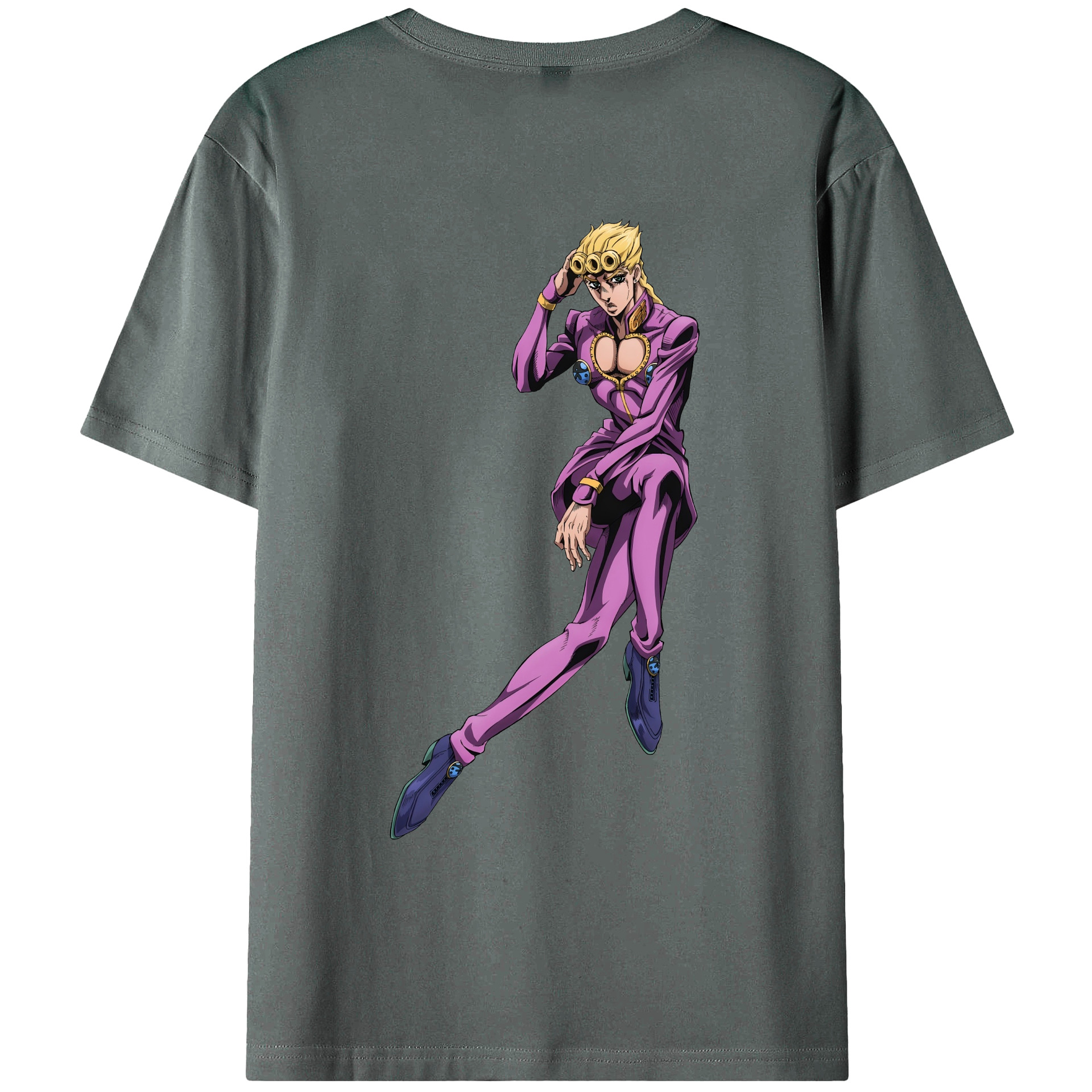 （画像用） ジョジョの奇妙な冒険 ジョルノ?ジョバァーナ JoJo's Bizarre Adventure Giorno Giovanna 綿100％ メンズ半袖Tシャツ（バックプリント） 通気性
